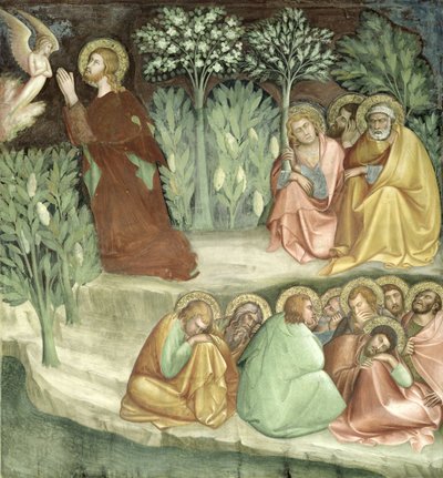 Christus in de tuin van Getsemane, uit een serie van scènes uit het Nieuwe Testament door Barna da Siena